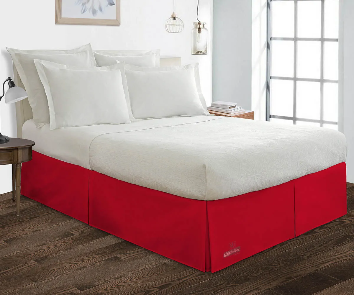 BLOOD RED PLEATED BED SKIRT