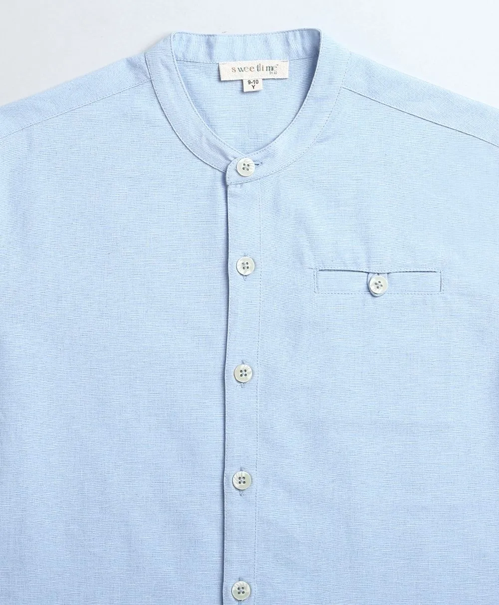 Blue Cotton Linen Shirt