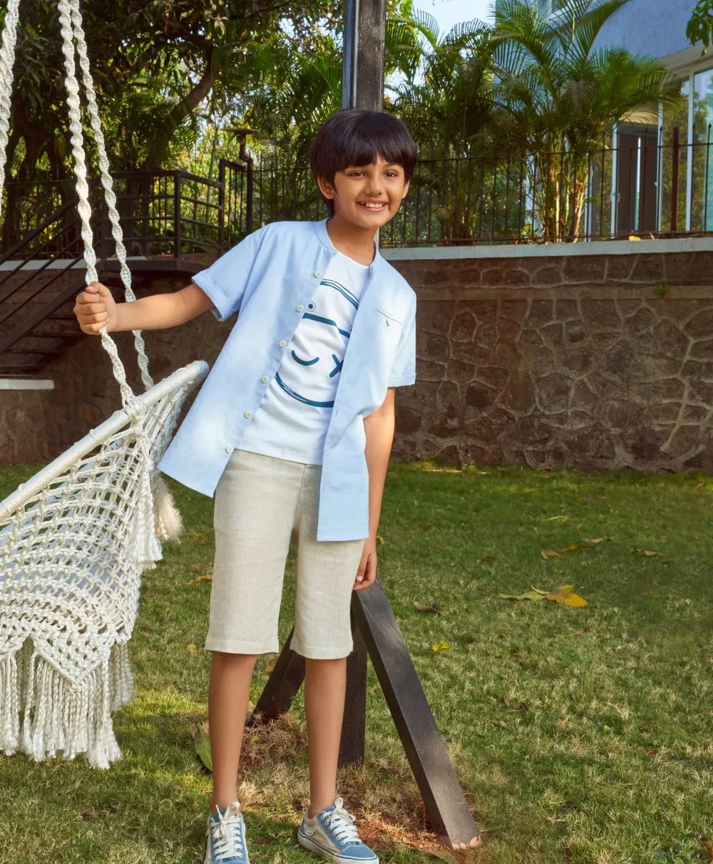 Blue Cotton Linen Shirt