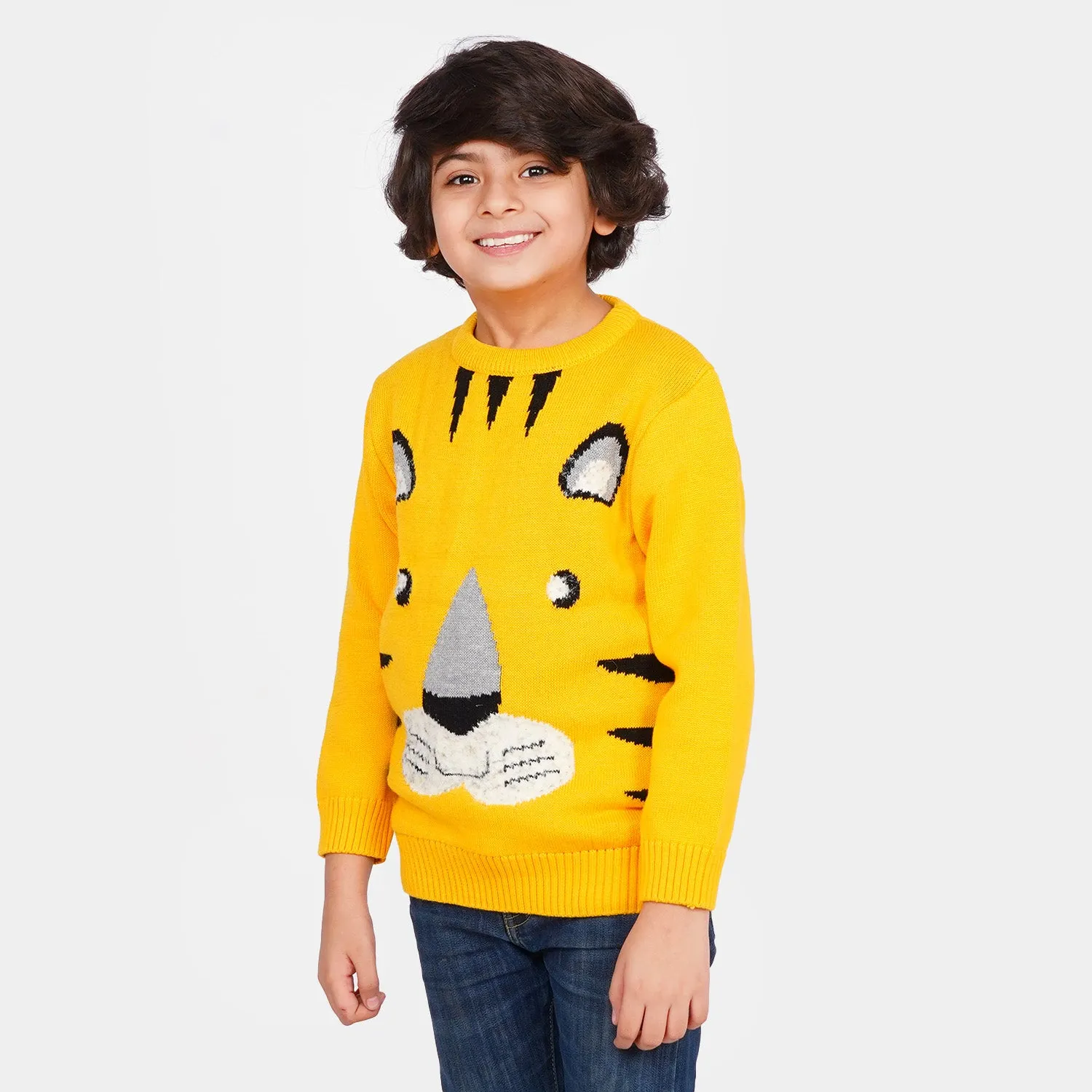 Boys Sweater Lion - Mustard