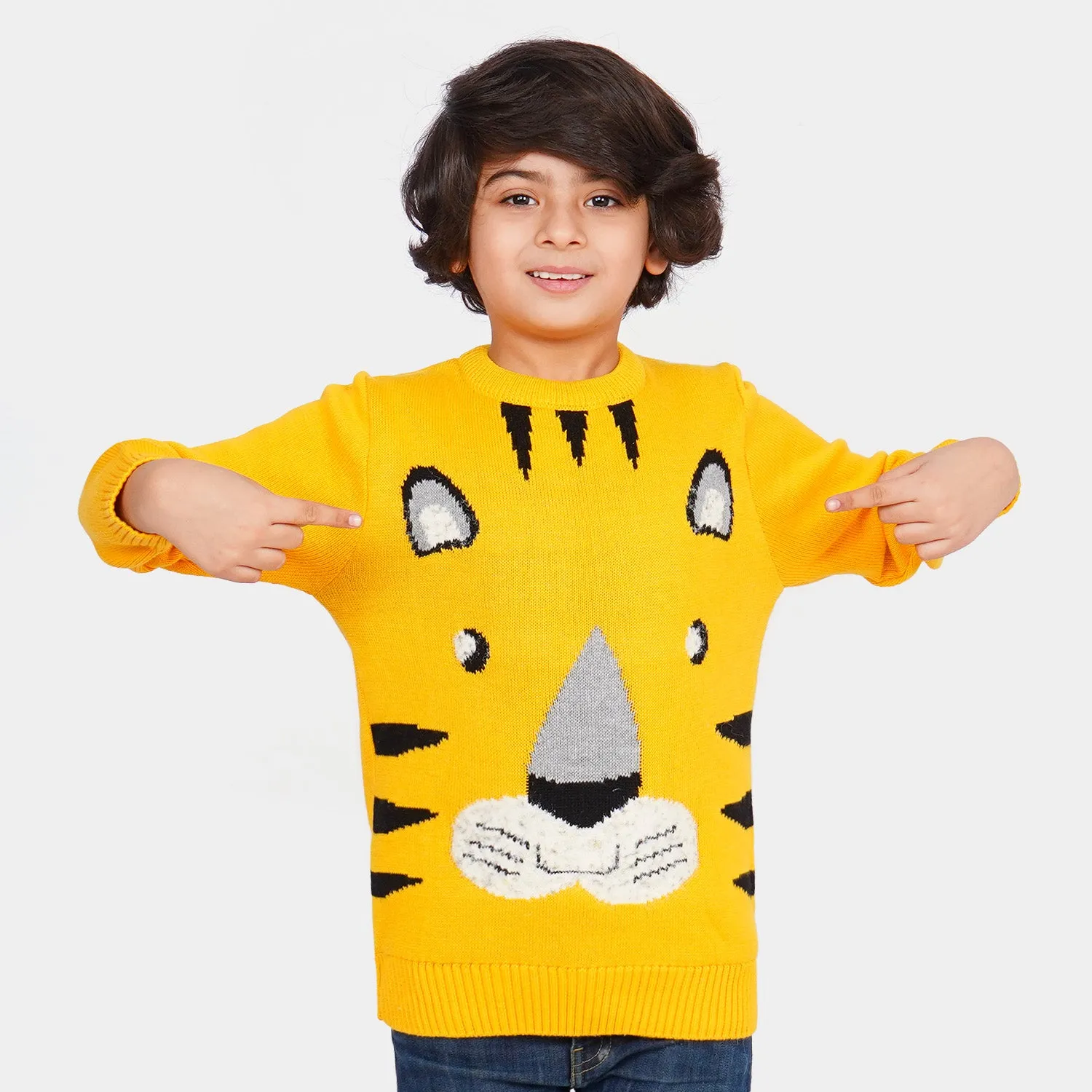 Boys Sweater Lion - Mustard