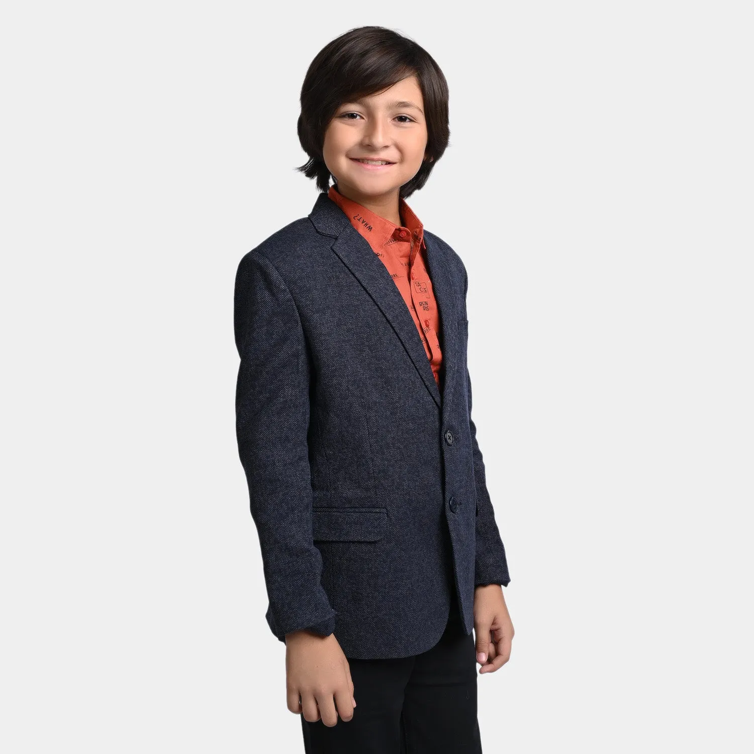 Boys Wool Blazer - Dark Navy