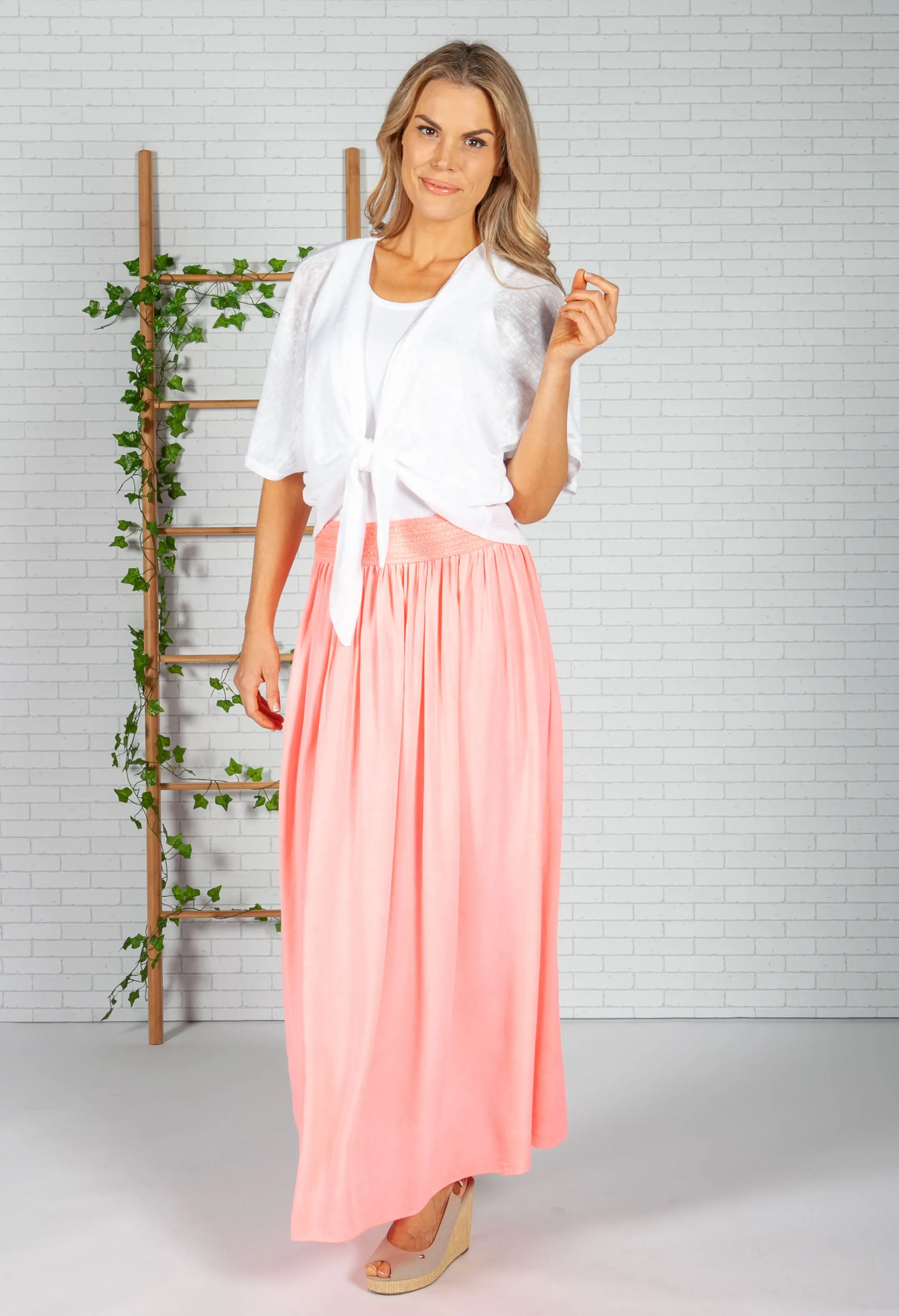 Bright Coral Maxi Skirt