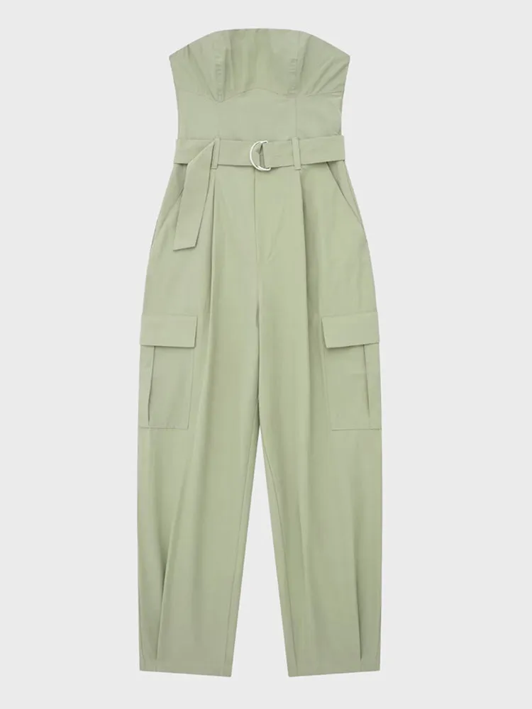 Buckle Strapless Summer Jumpsuit