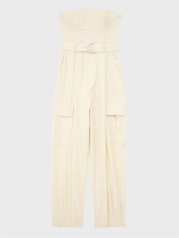 Buckle Strapless Summer Jumpsuit