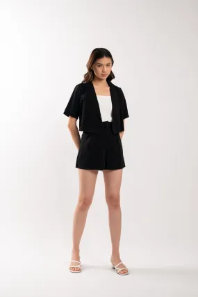 Camille Crop Blazer Set (Black)