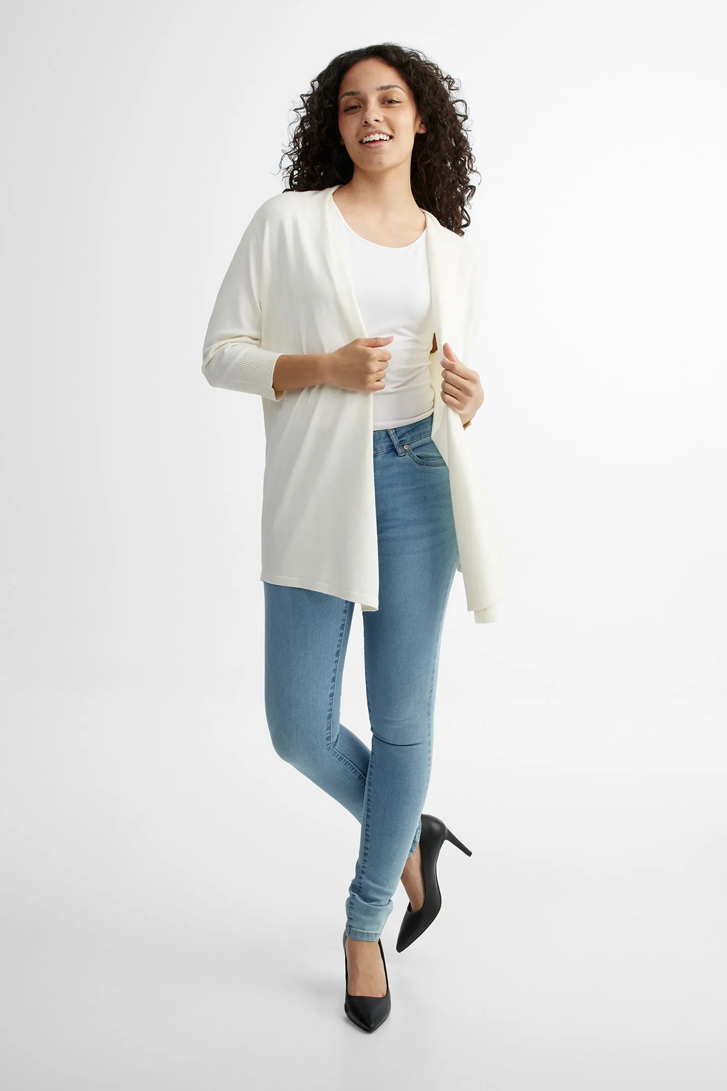 Cardigan manches 3/4 en tricot - Femme