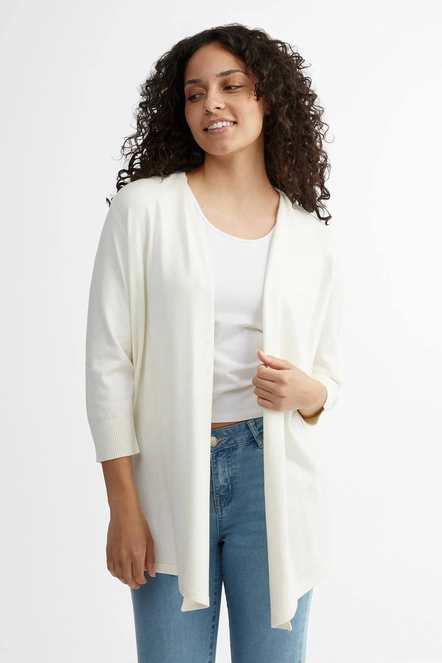 Cardigan manches 3/4 en tricot - Femme