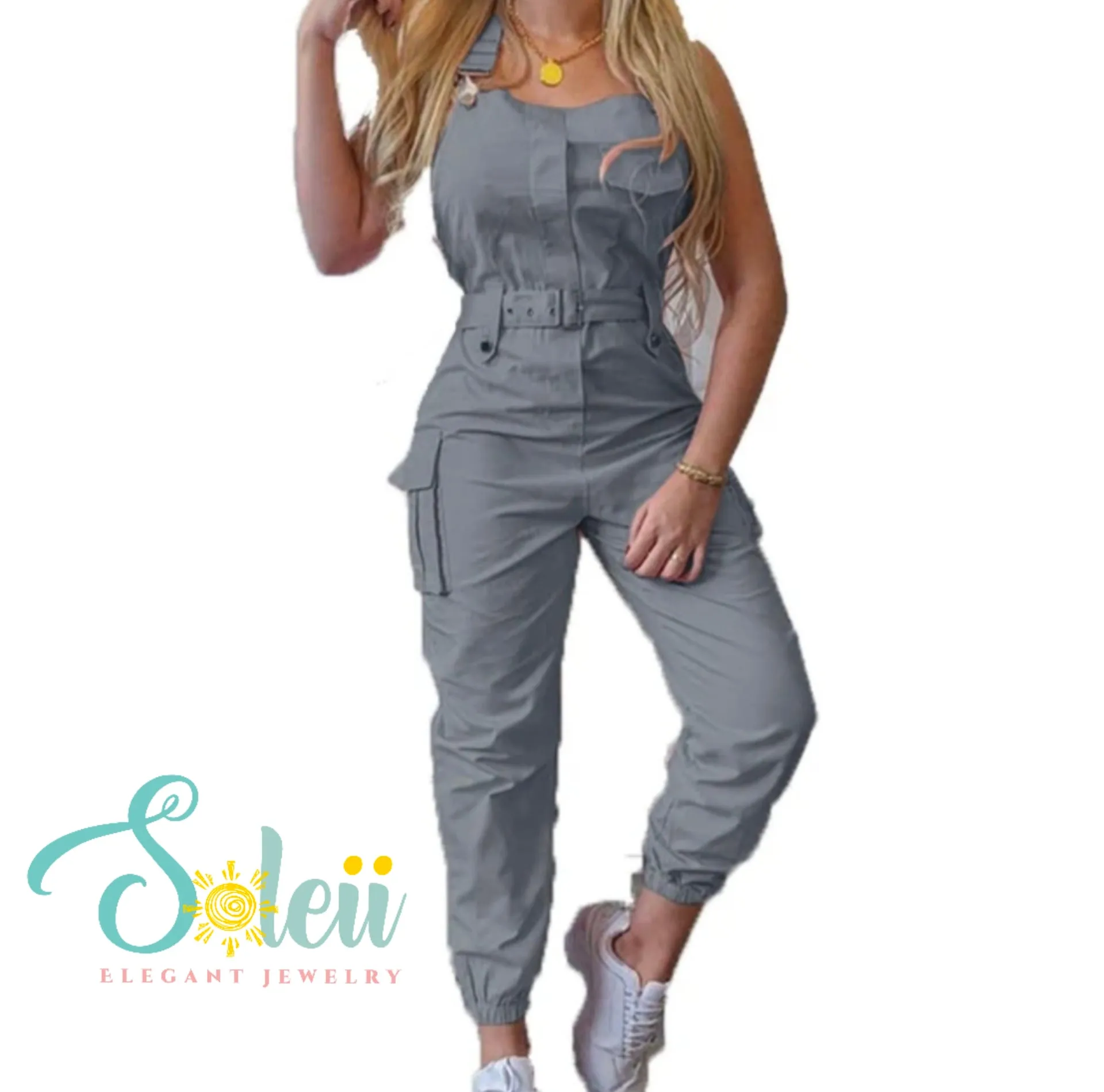 Cargo Solid Jumpsuit