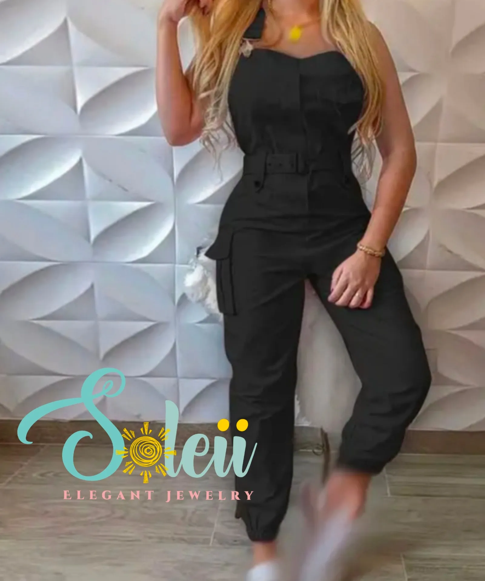 Cargo Solid Jumpsuit