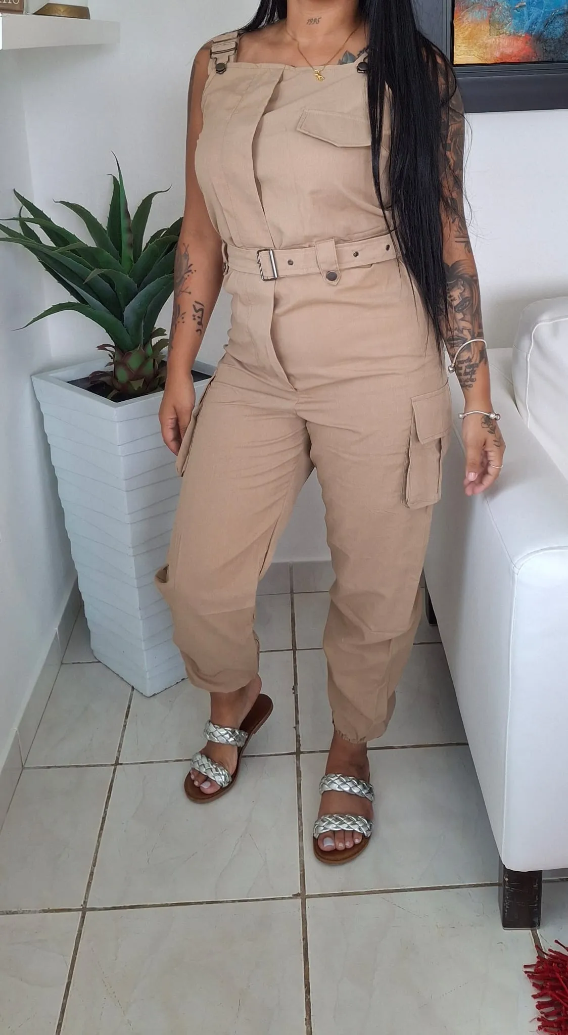 Cargo Solid Jumpsuit