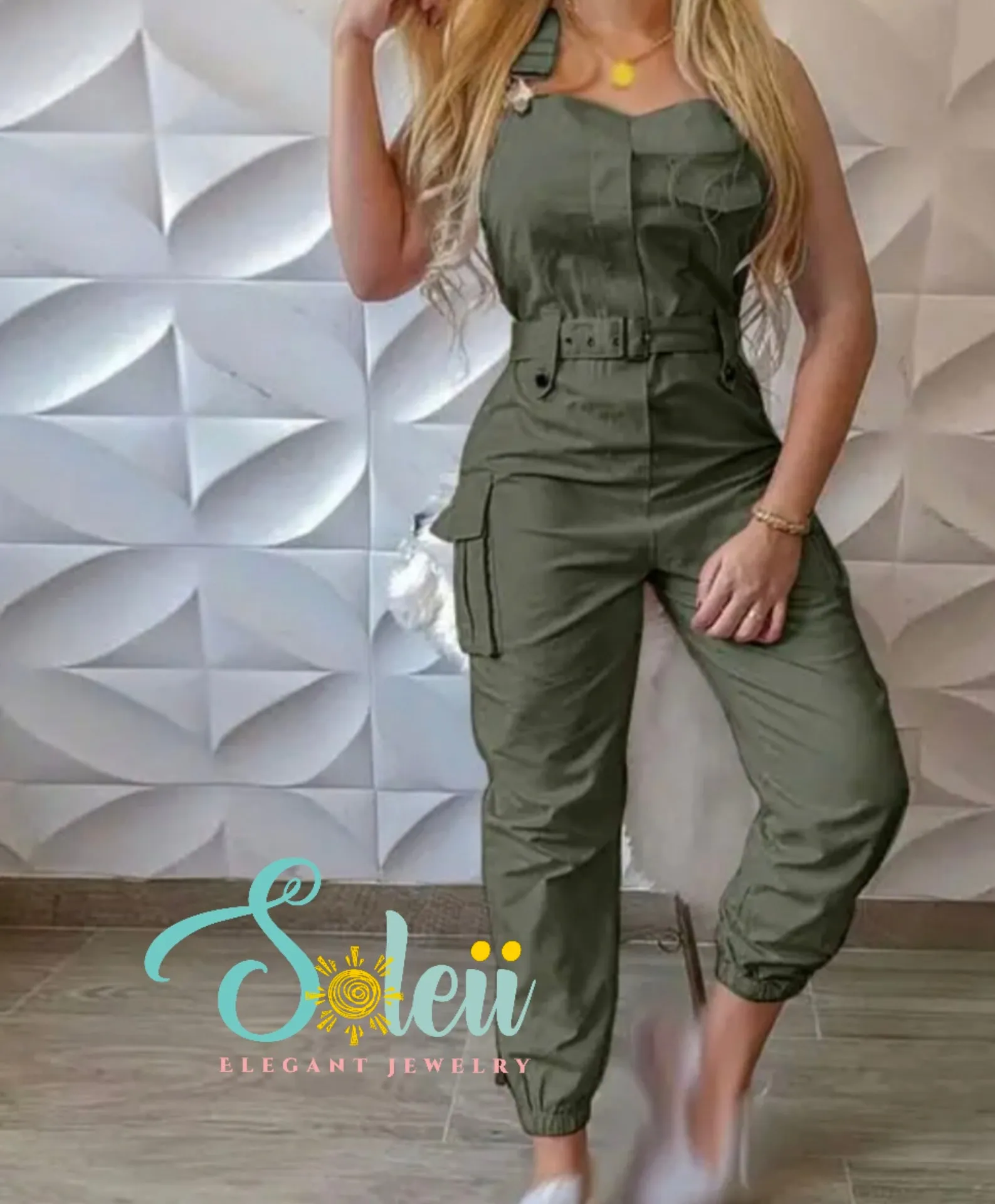 Cargo Solid Jumpsuit