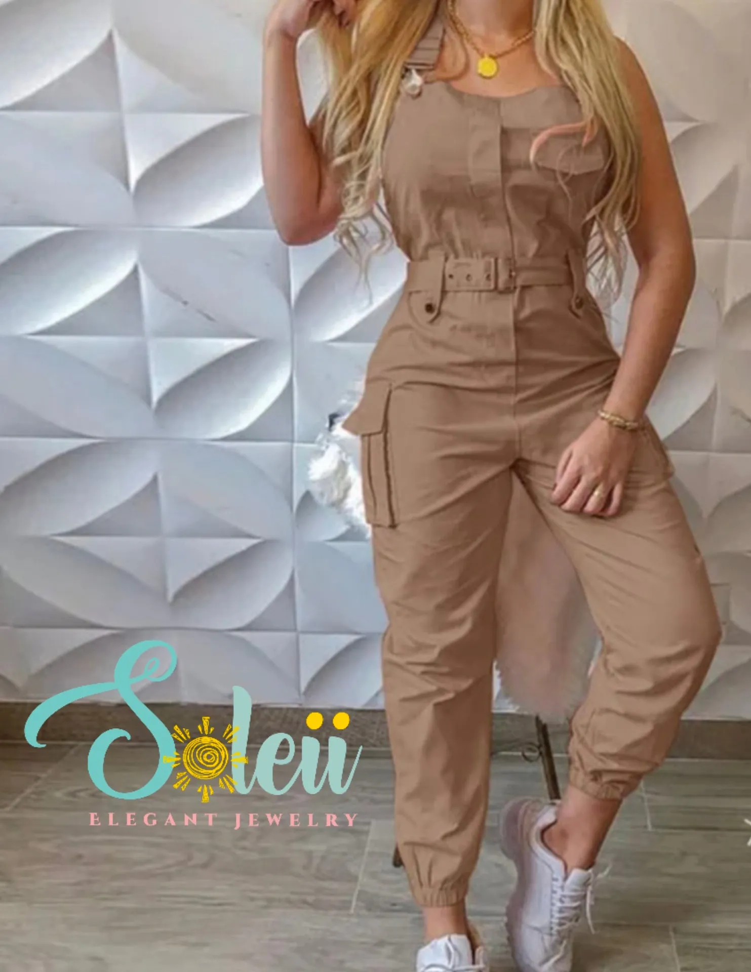 Cargo Solid Jumpsuit