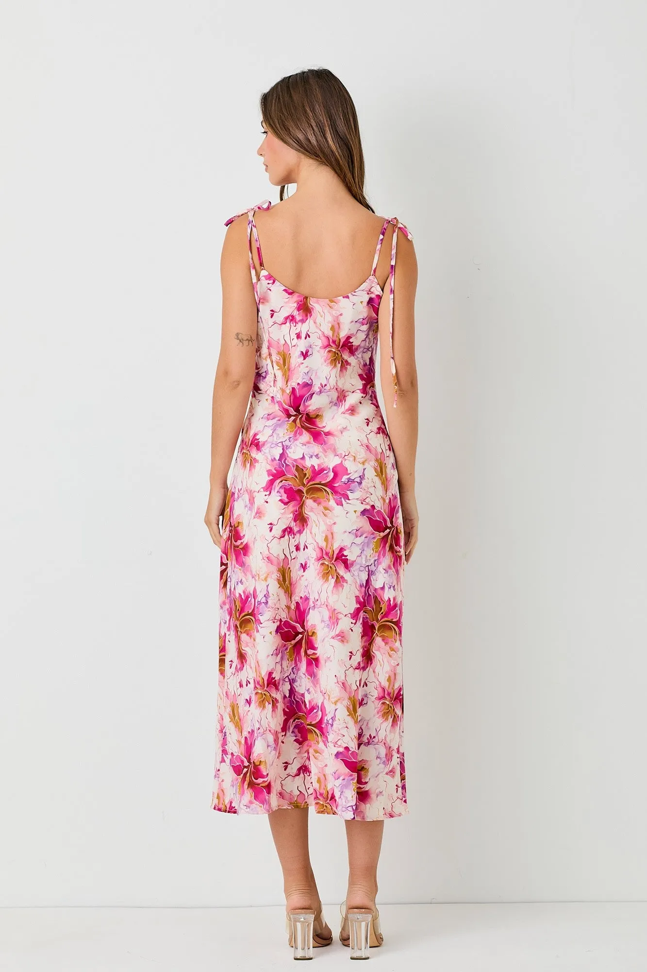 Carrie Satin Floral Midi Dress