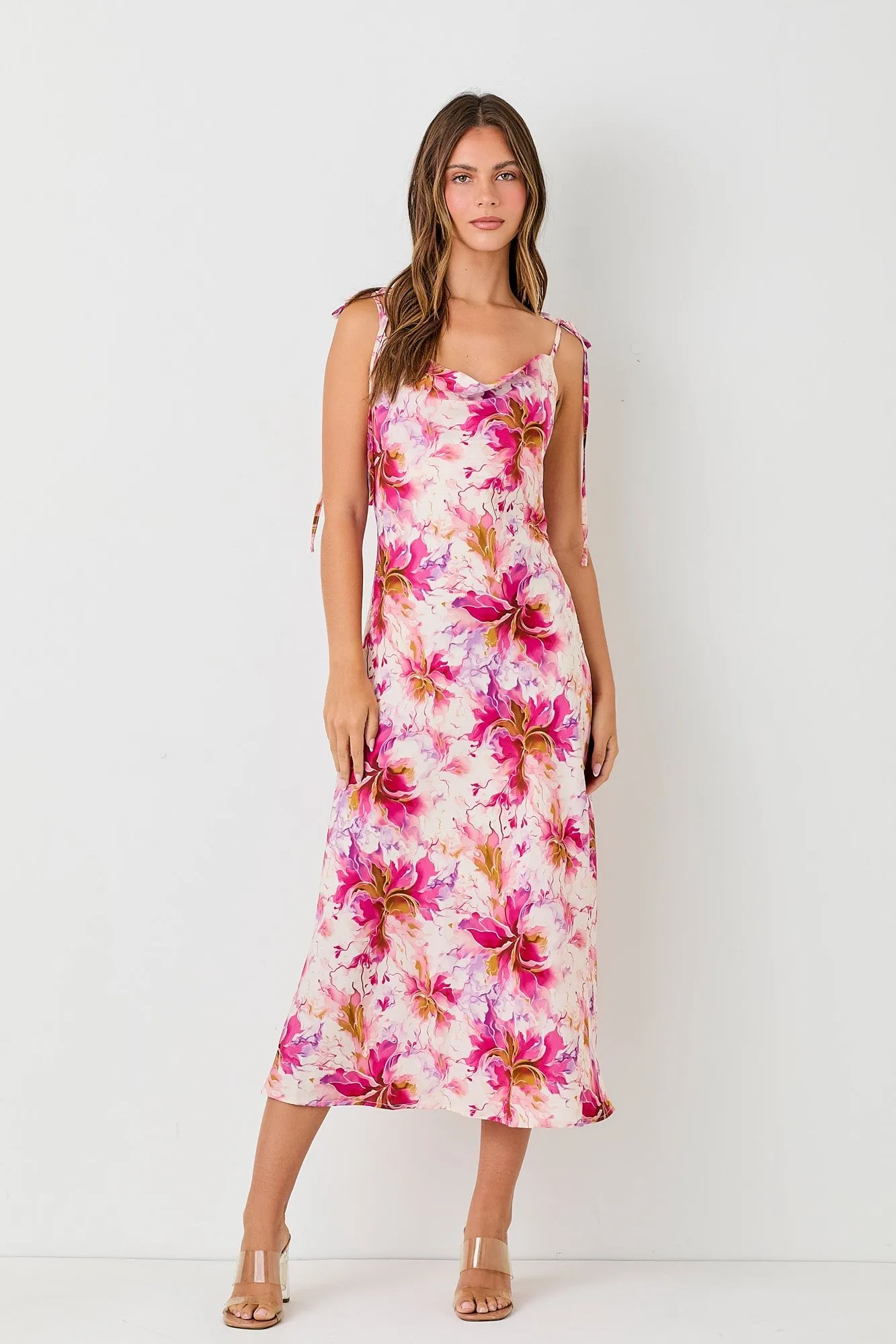 Carrie Satin Floral Midi Dress