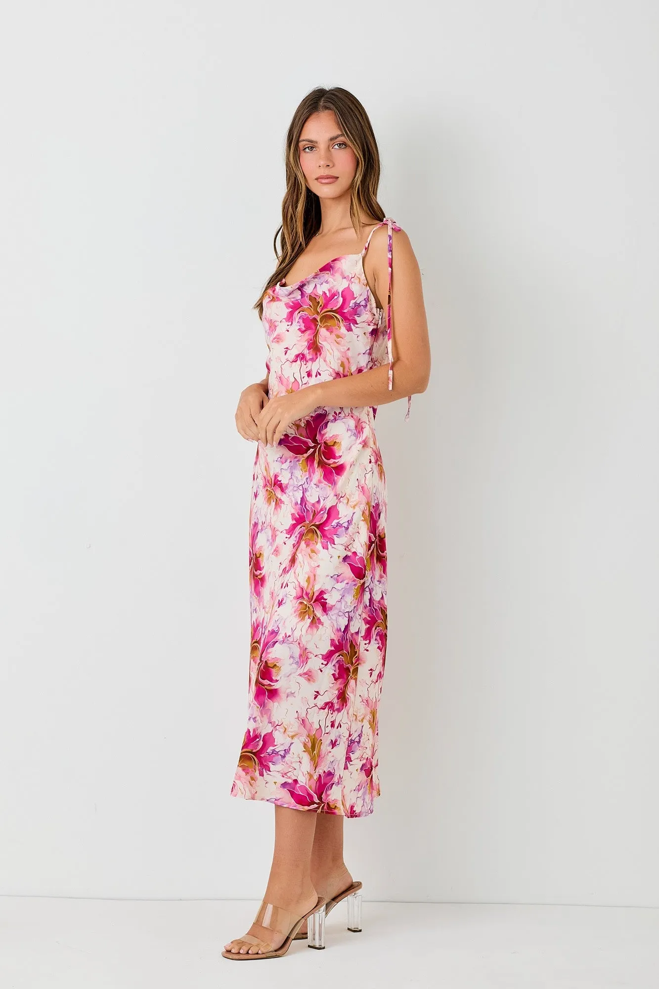 Carrie Satin Floral Midi Dress