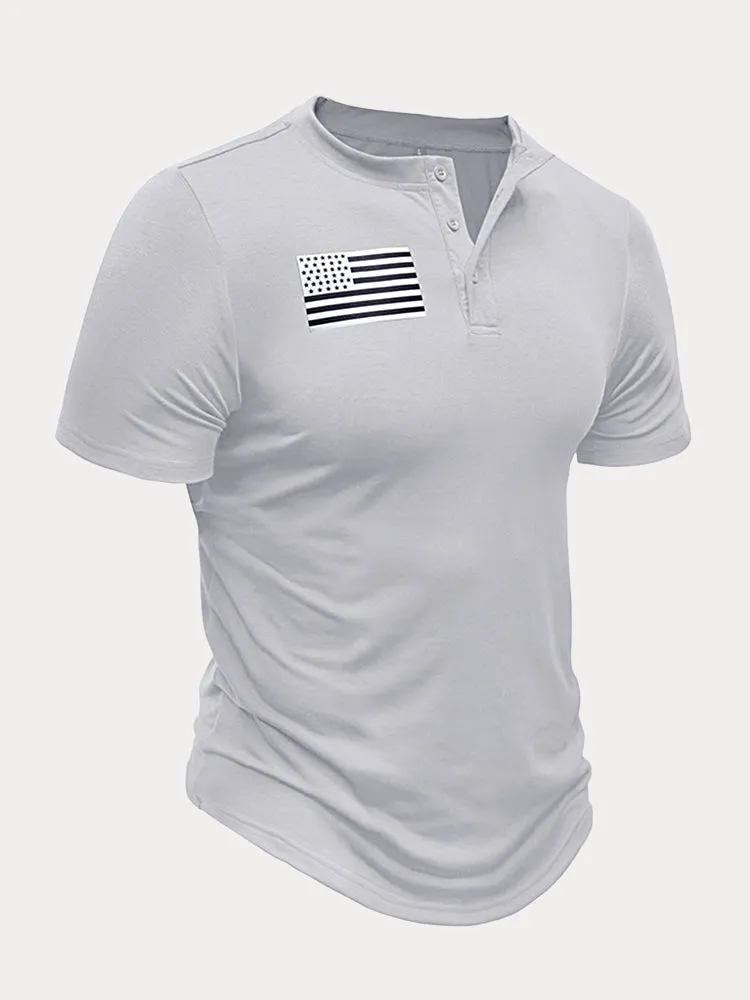 Casual Flag Printed Henley T-shirt