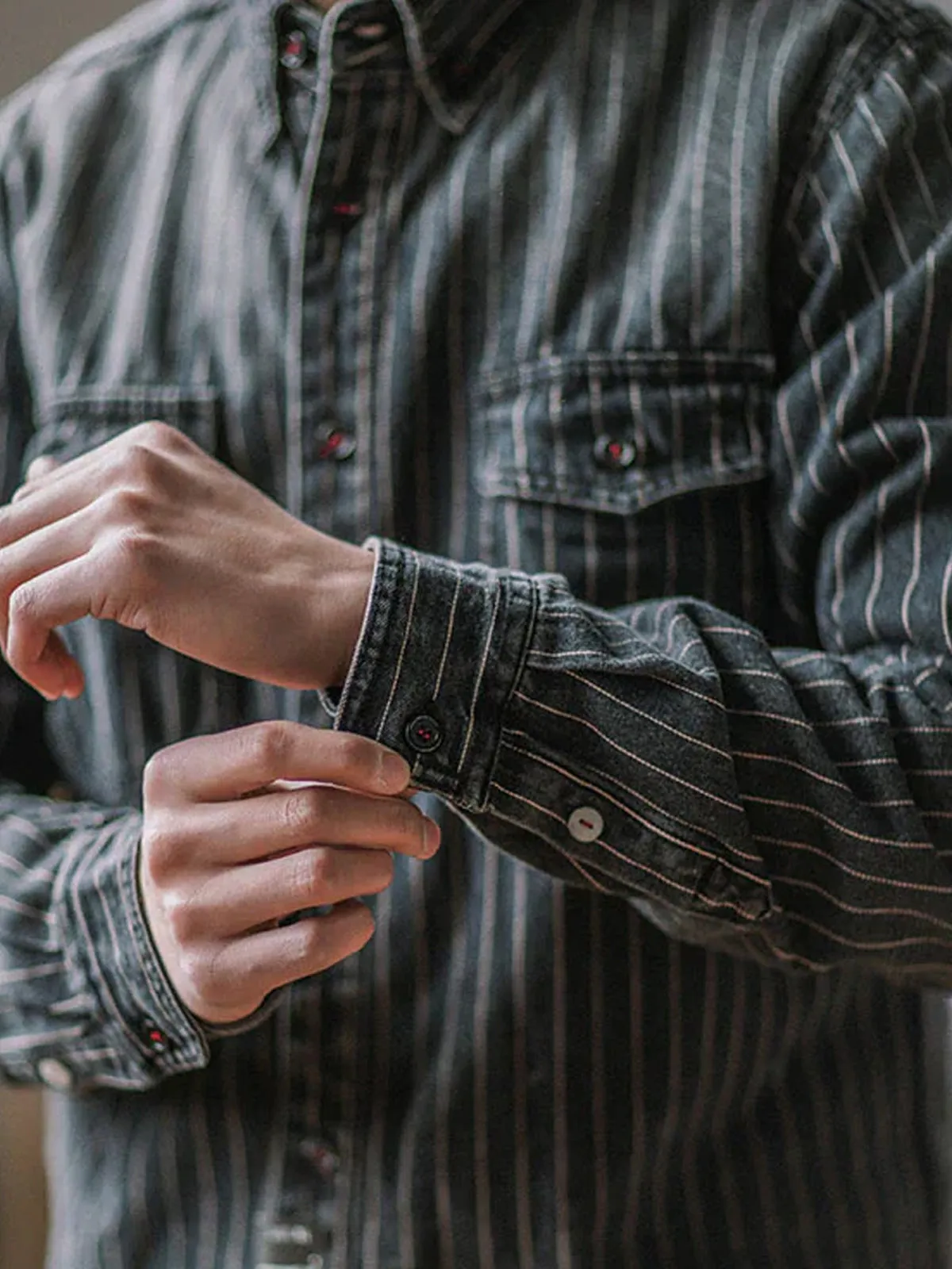 Casual Stripe Denim Cotton Shirt