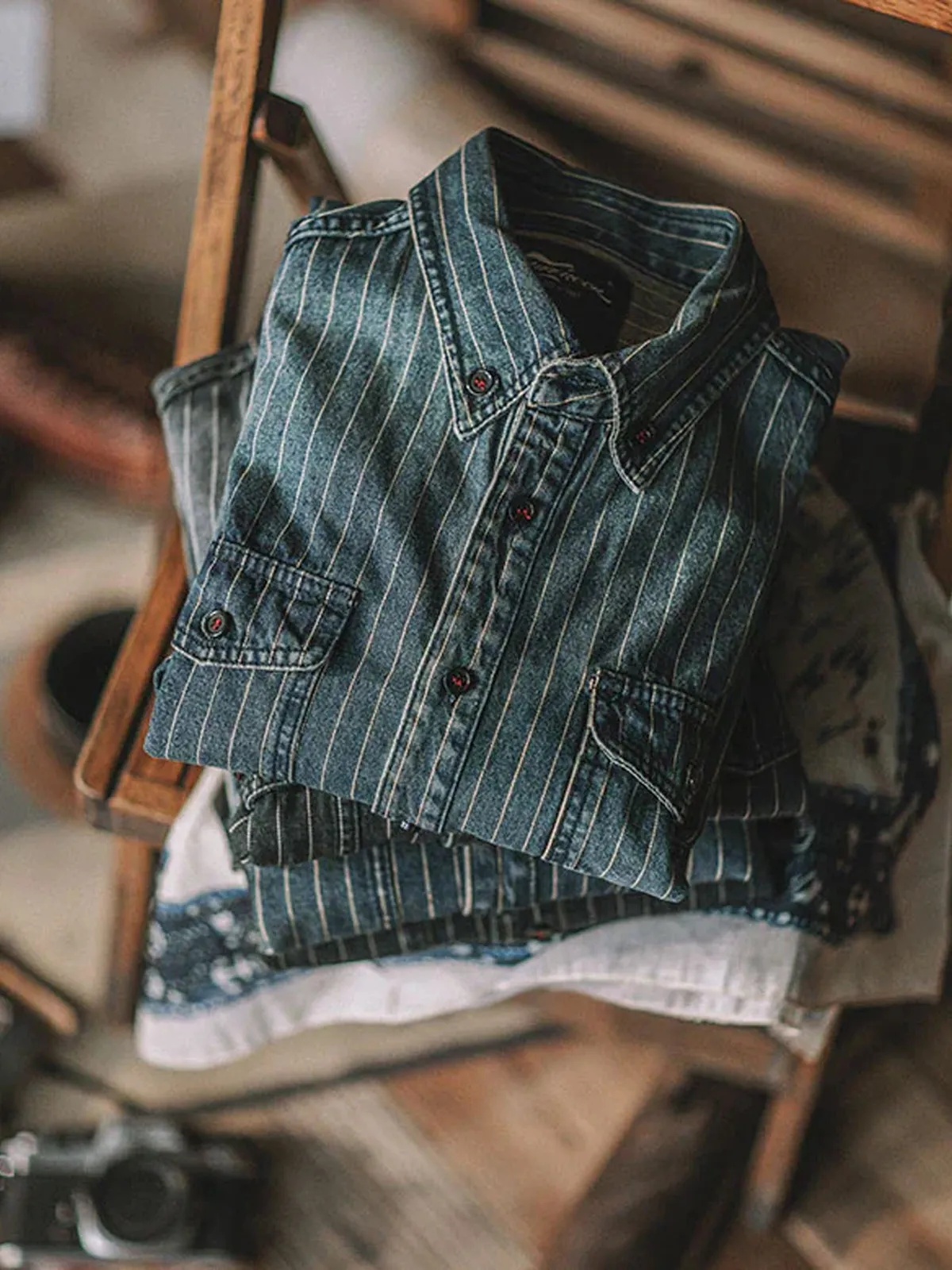 Casual Stripe Denim Cotton Shirt