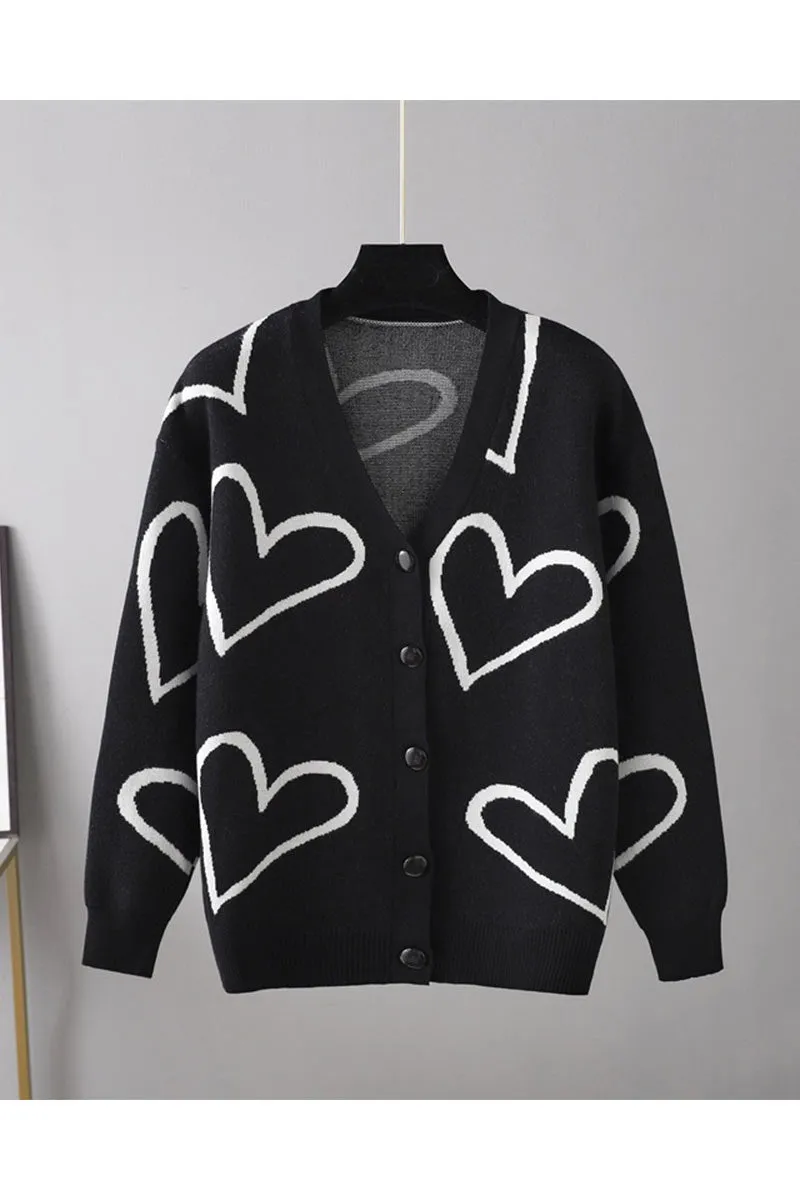 CE093 Heart Knitted Cardigan