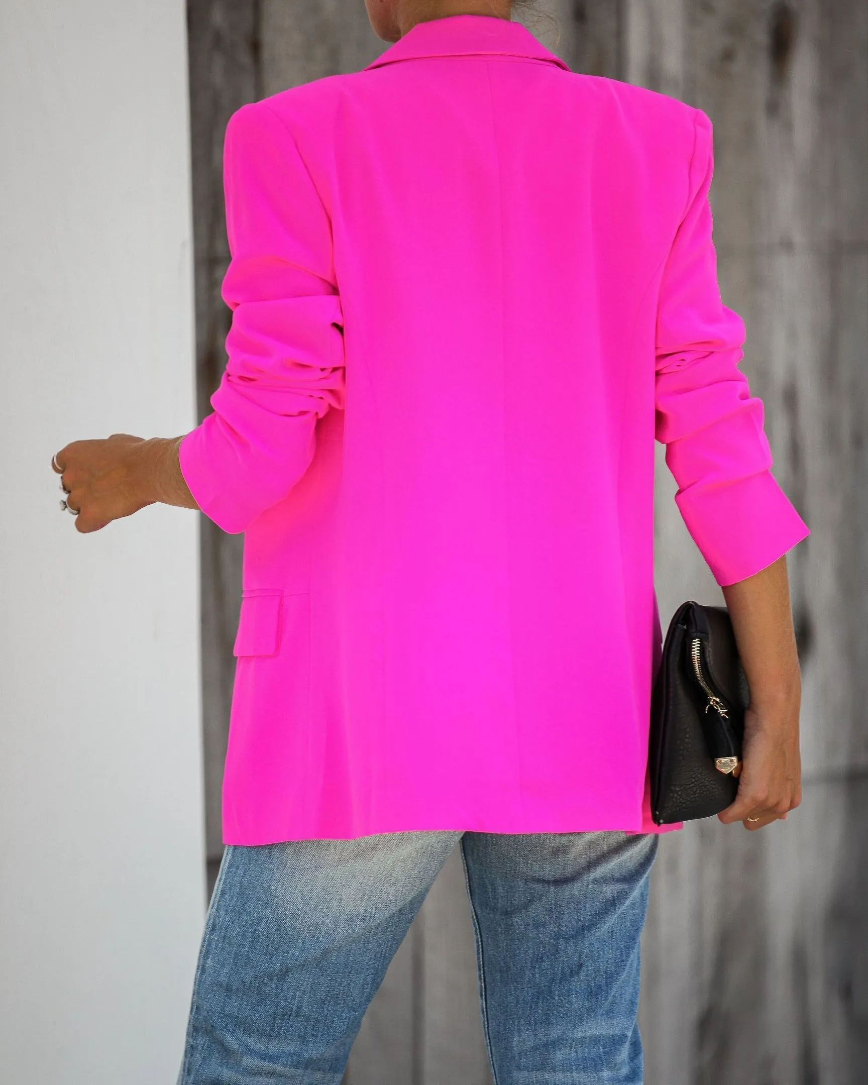 Ceo Pocketed Blazer - Neon Pink