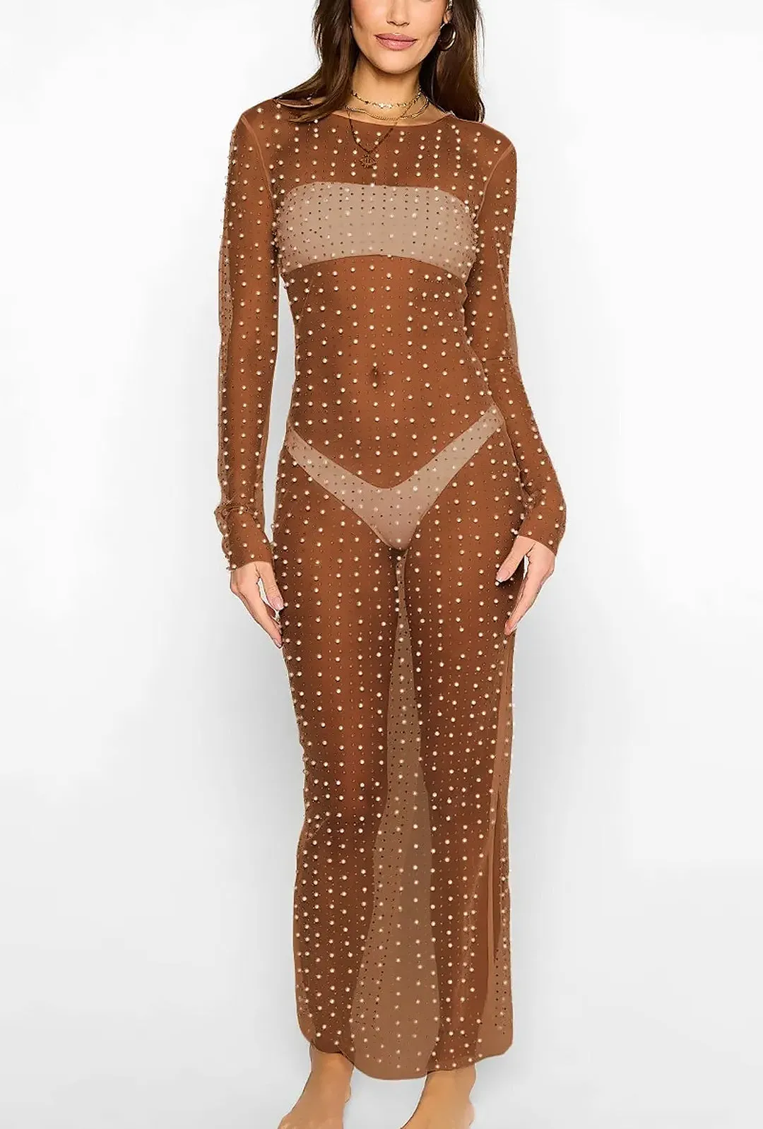 CHARMION - SHEER BEADED MAXI DRESS