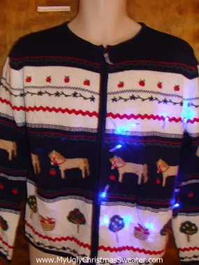 Cheap Two Sided Festive Light Up Ugly Horse Sweater