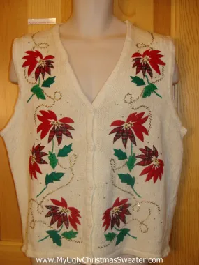 Cheap Ugly Christmas Sweater Vest with Poinsettias