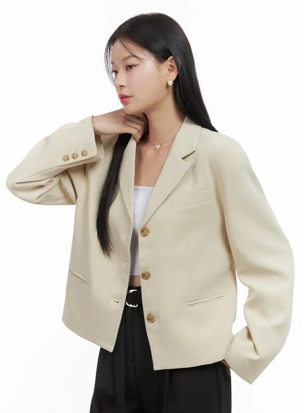 Chic Collar Long Sleeve Blazer OS411