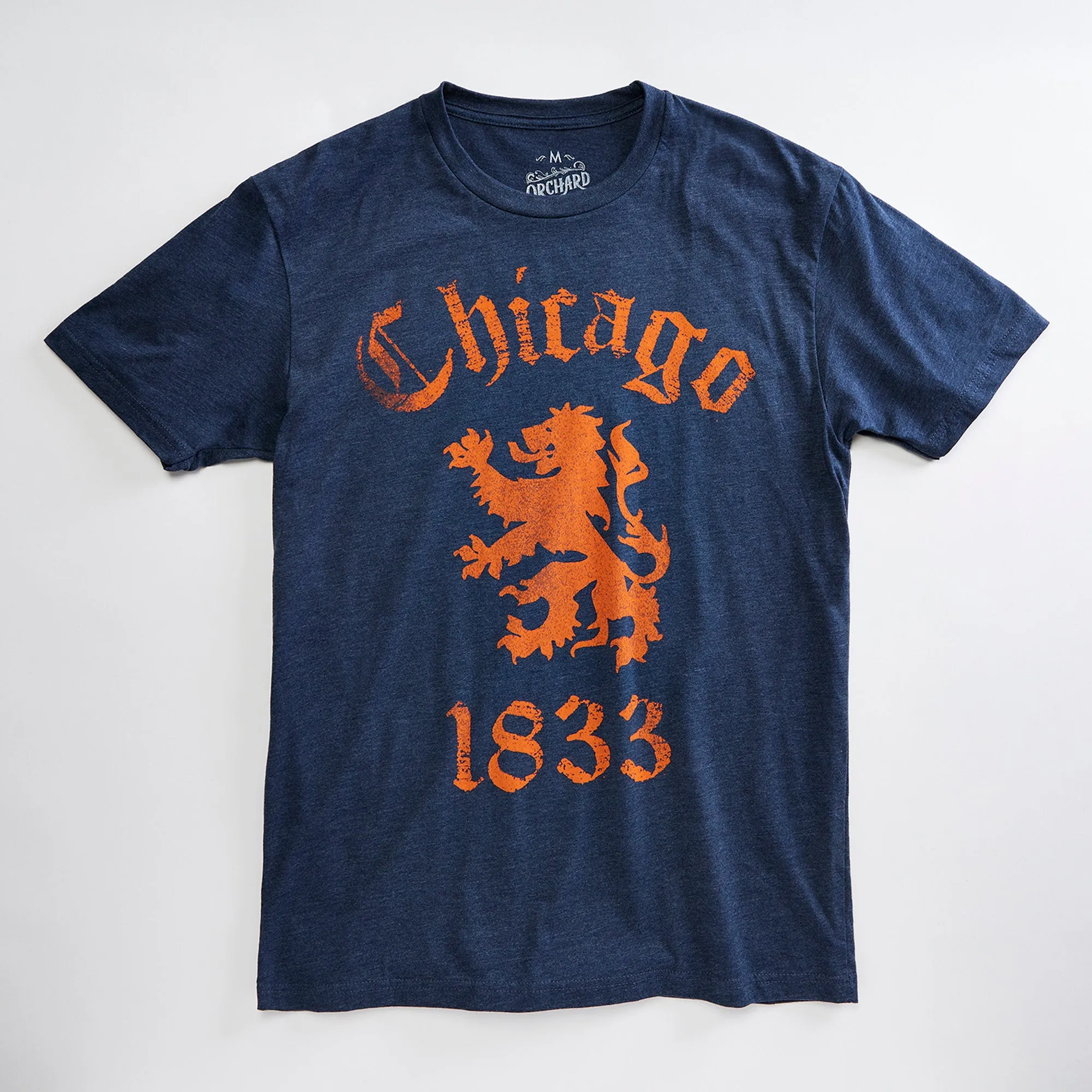 Chicago Lion Unisex T-Shirt. Fashion Fit Triblend Navy Tee for Men and Women. Celebrates Chicago