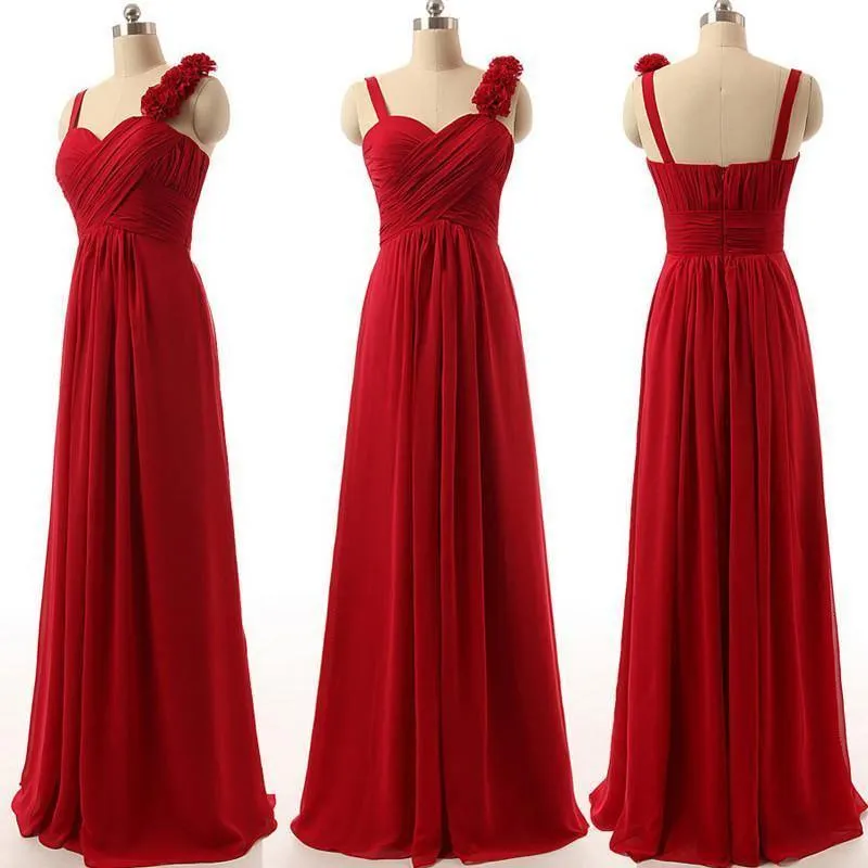 Chiffon Bridesmaid Dress,Long Bridesmaid Dress,Burgundy Bridesmaid Dress BD055