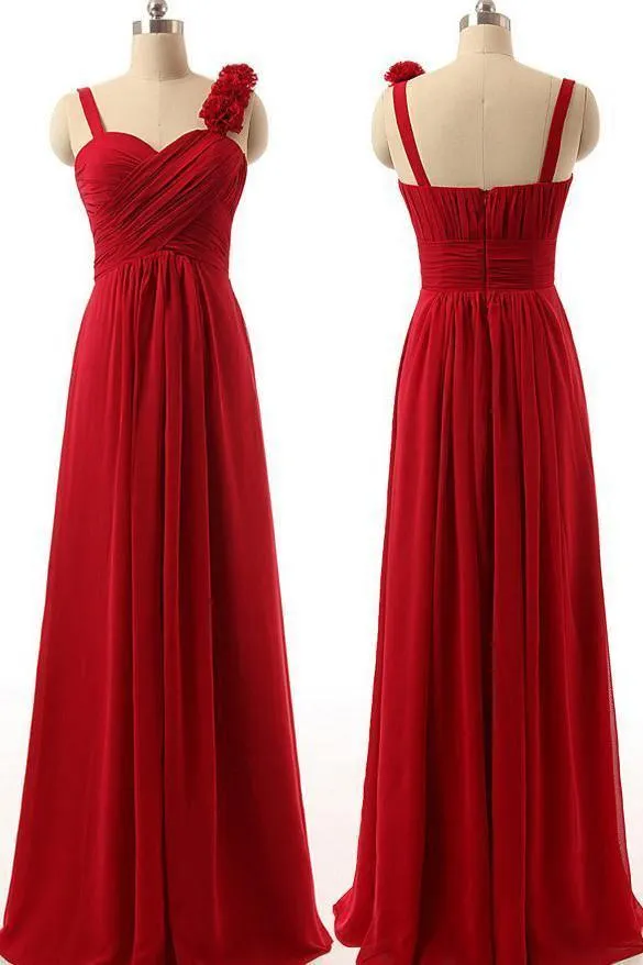 Chiffon Bridesmaid Dress,Long Bridesmaid Dress,Burgundy Bridesmaid Dress BD055