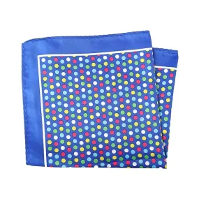 Classy Men Blue Colorful Dot Pocket Square