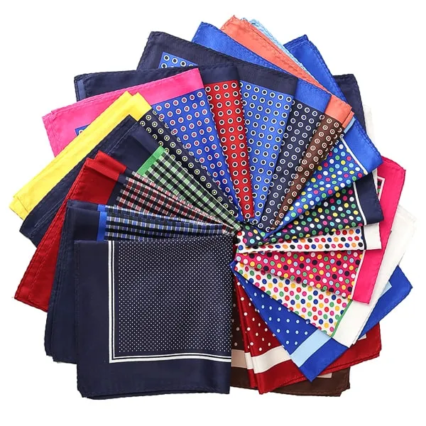 Classy Men White Colorful Dot Pocket Square