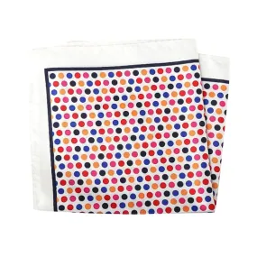 Classy Men White Multicolor Dot Pocket Square