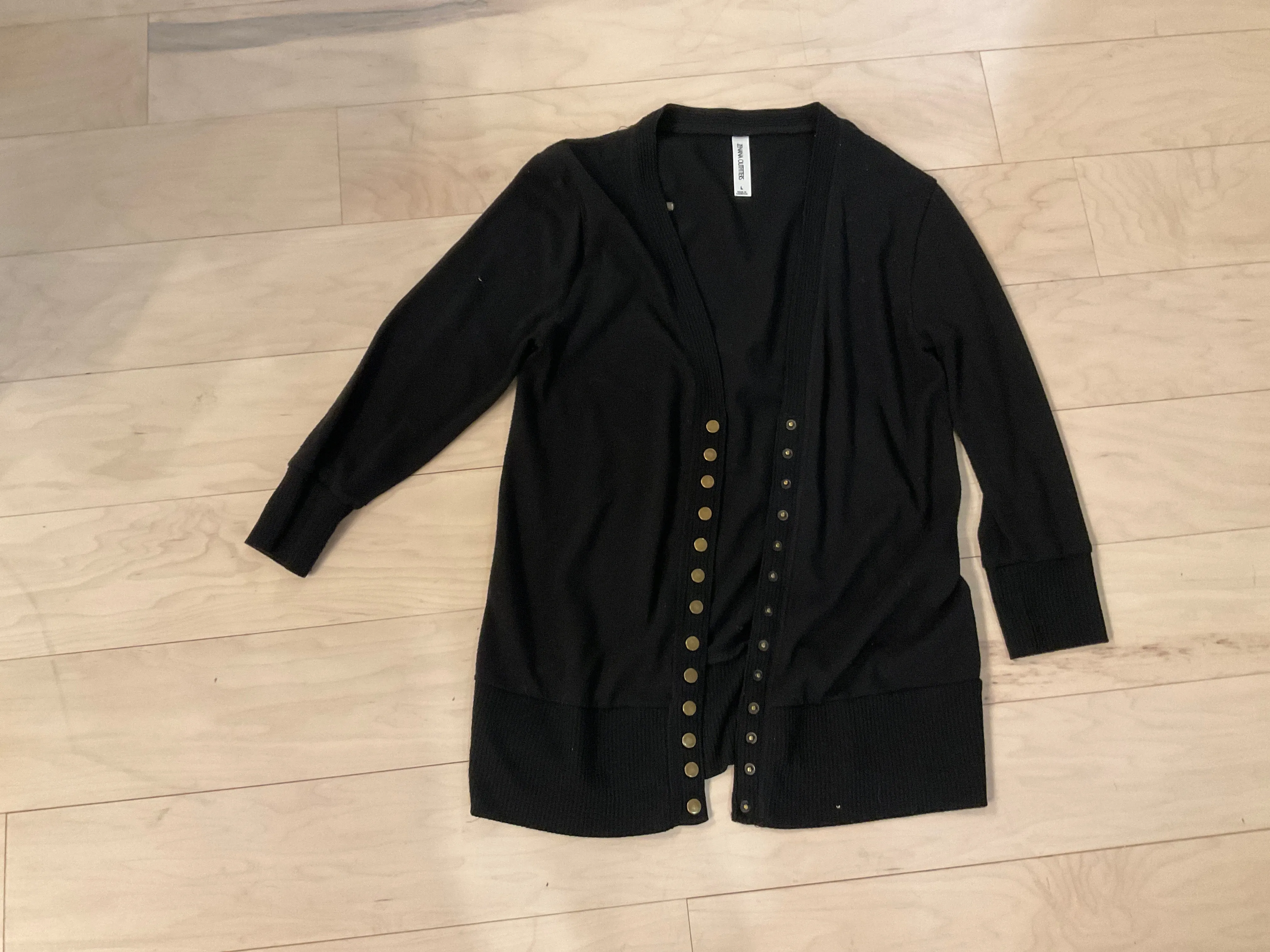 {{ClientCode}} BLACK ZENANA CARDIGAN, LARGE