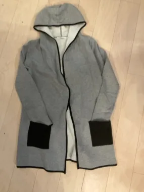 {{ClientCode}} GREY OST HOODED CARDIGAN, S