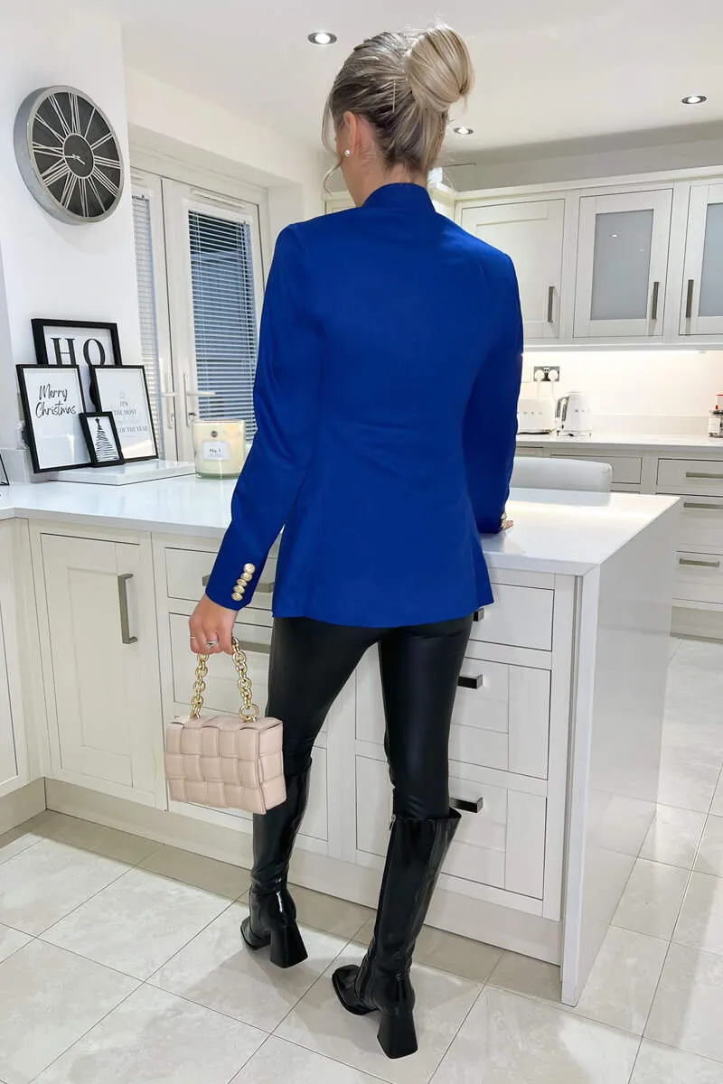 Cobalt Blue Military Style Blazer