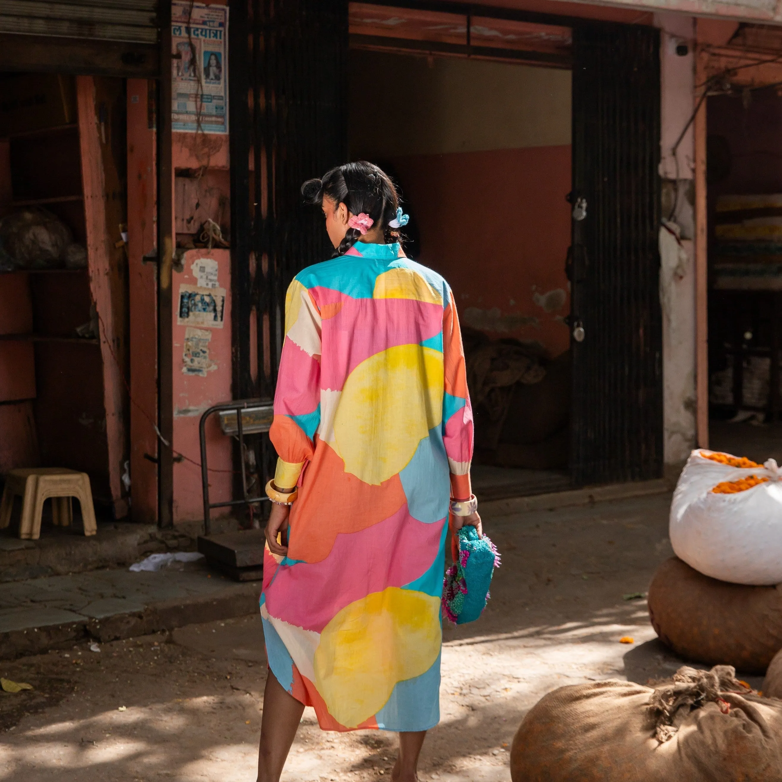 Colorful Artwalk Cotton Shirt Dress