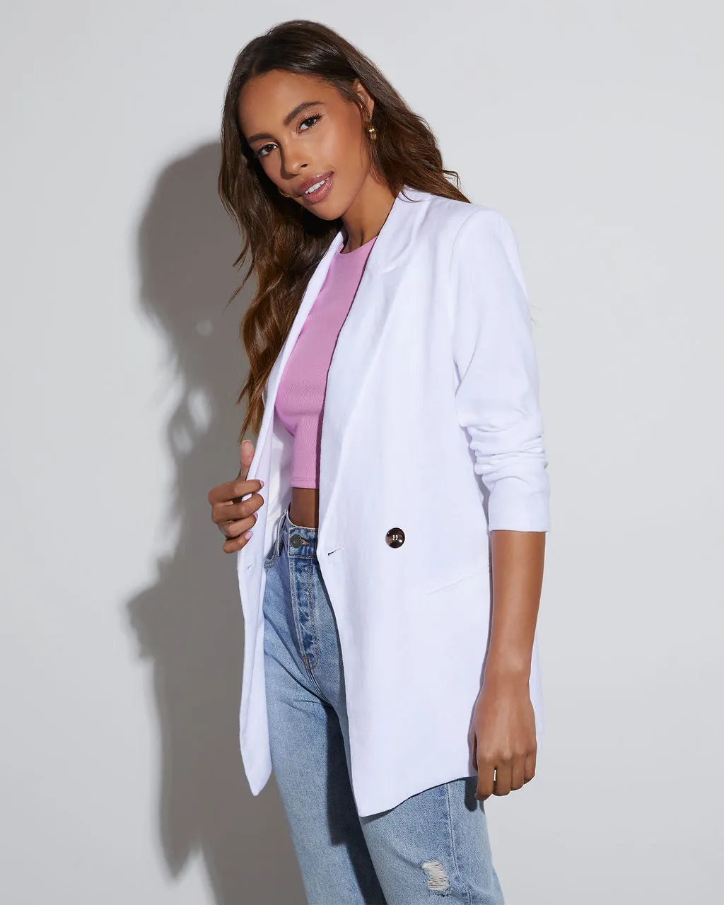 Confidence Double Breasted Linen Blazer