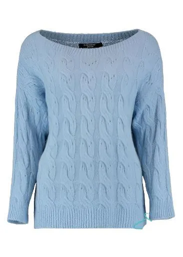 Conny Blue Braided Knit Pullover