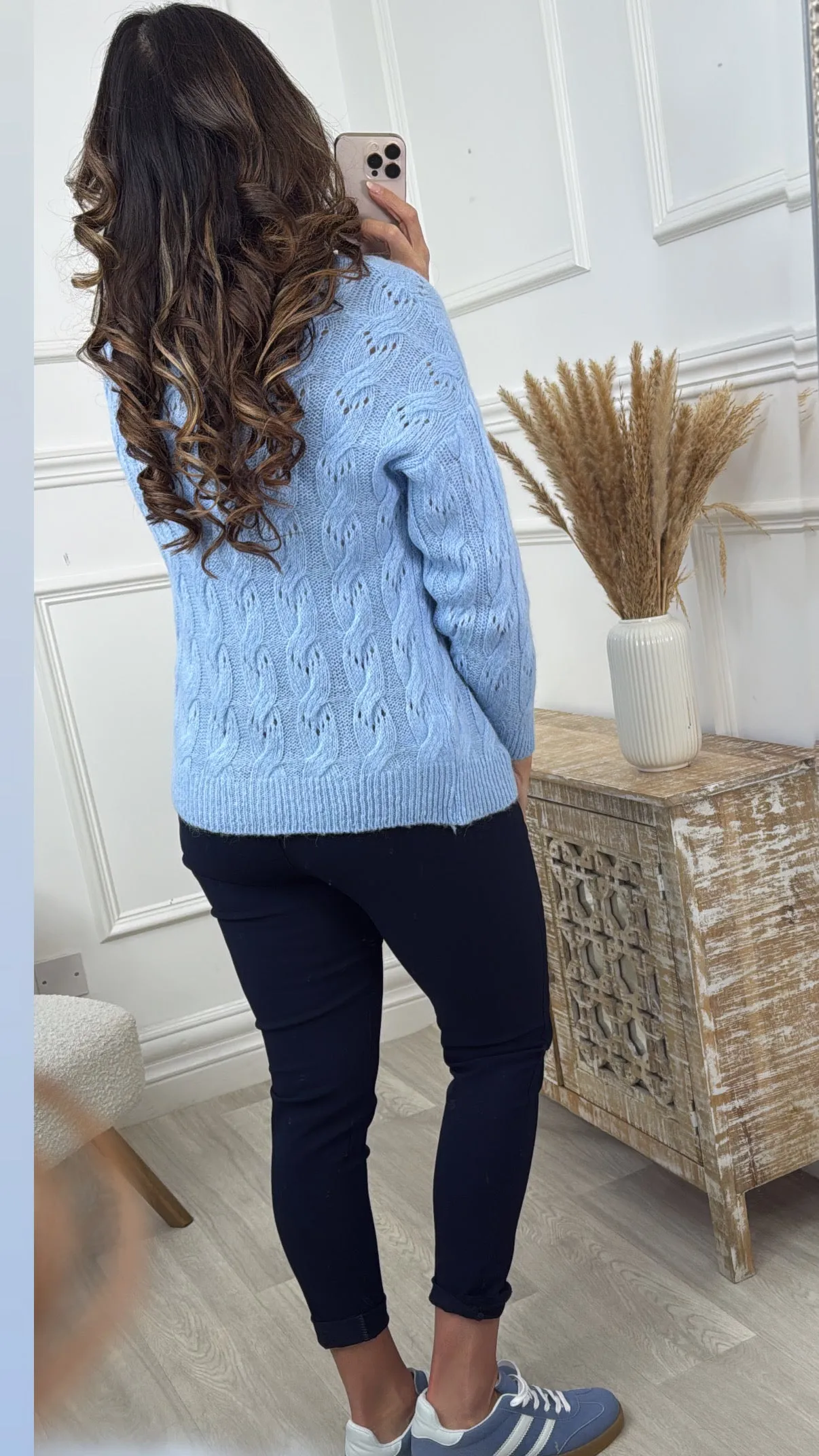 Conny Blue Braided Knit Pullover