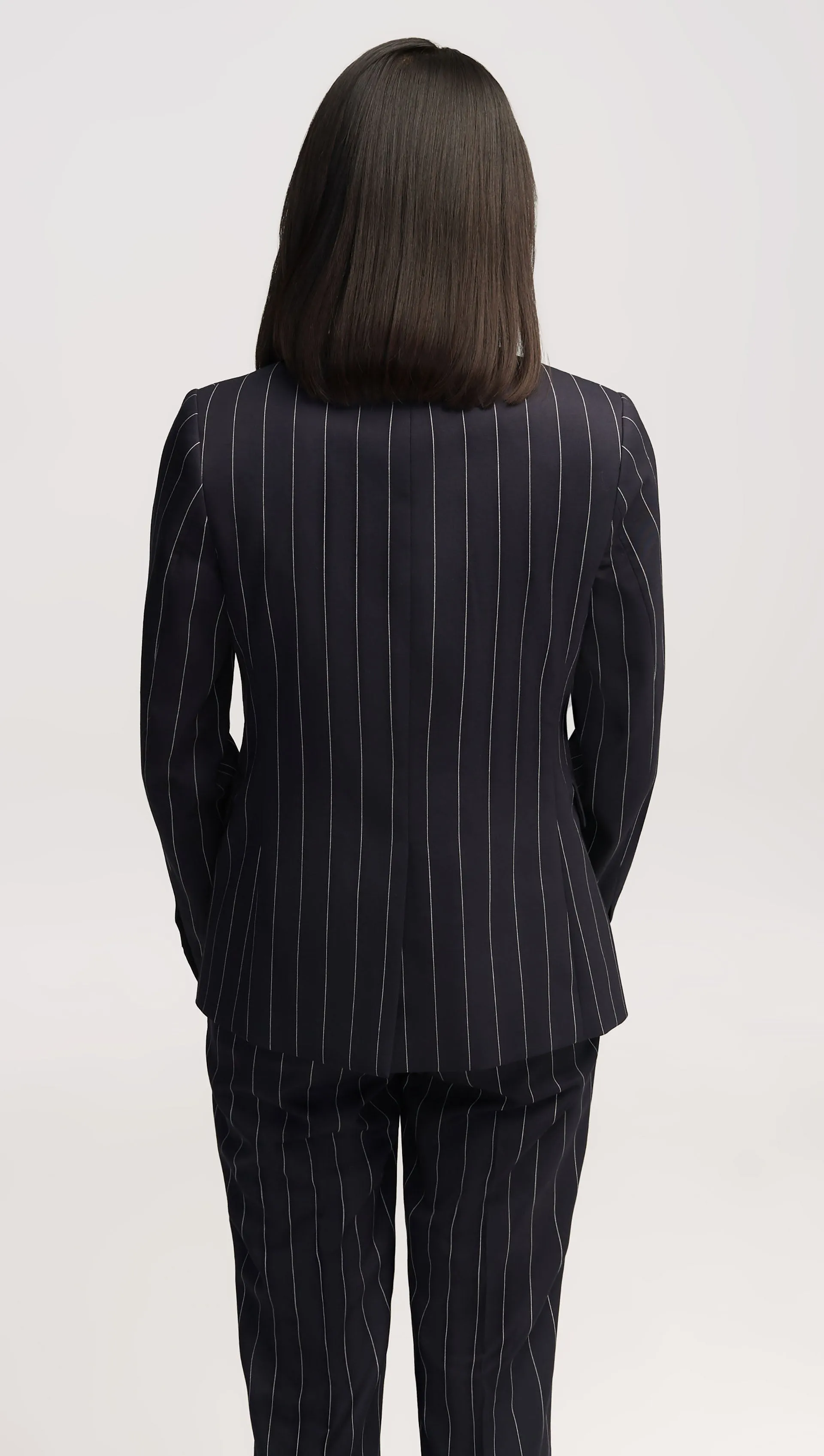 Copain Blazer in Stretch Wool | Navy Pinstripe