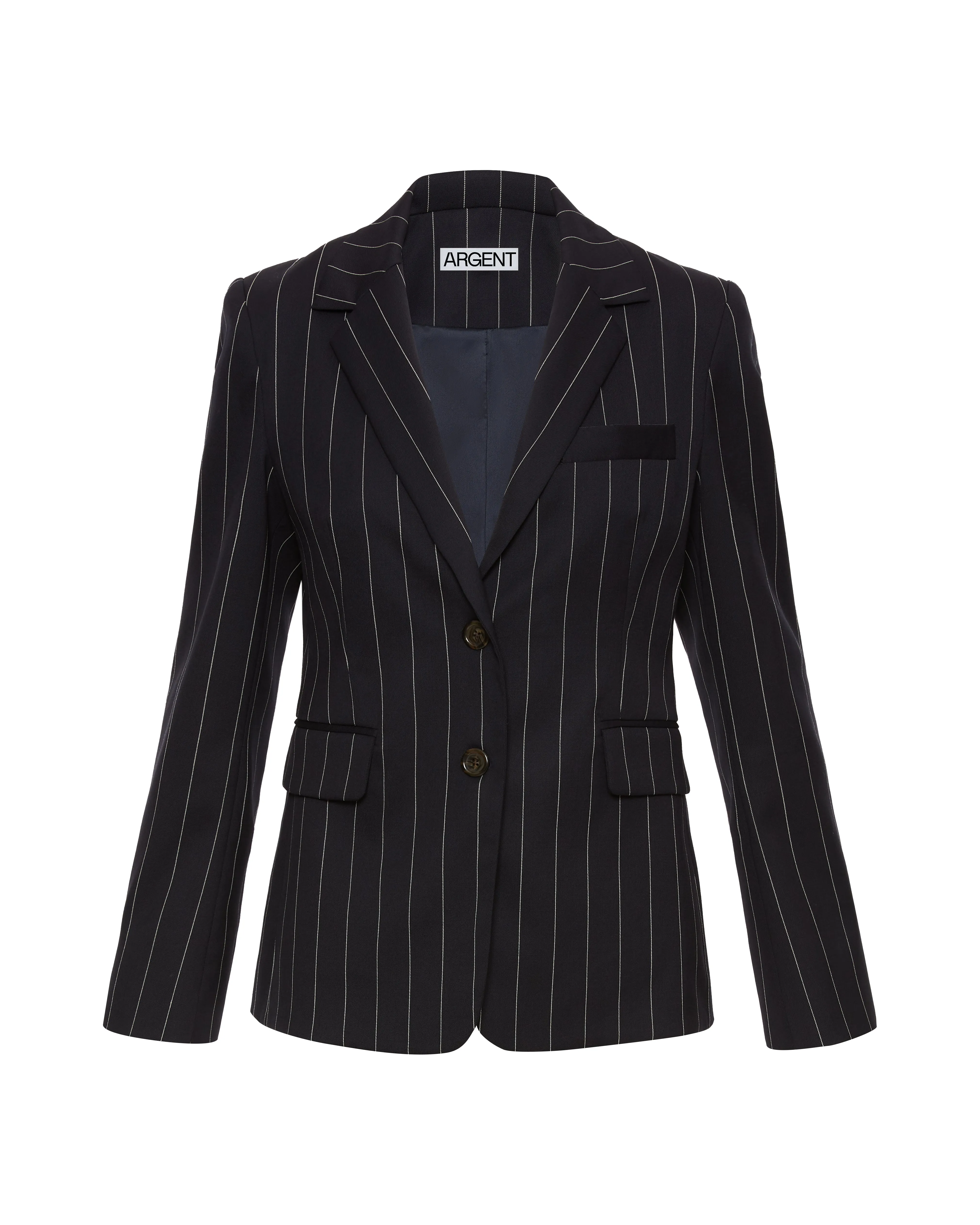 Copain Blazer in Stretch Wool | Navy Pinstripe