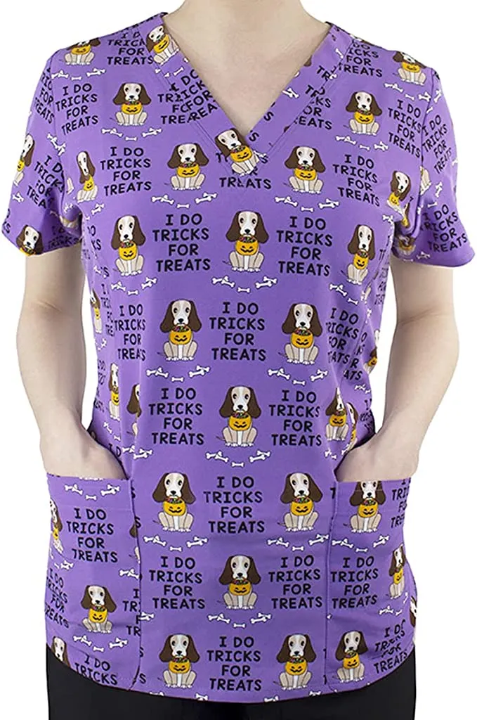 Copy of Maevn 1767 DGT Doggy Treats Printed Curved V-Neck Top <br> Sizes S, M, L & XL