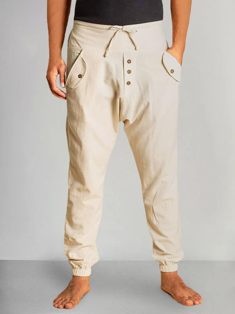 Cotton Linen High Waist Casual Pants