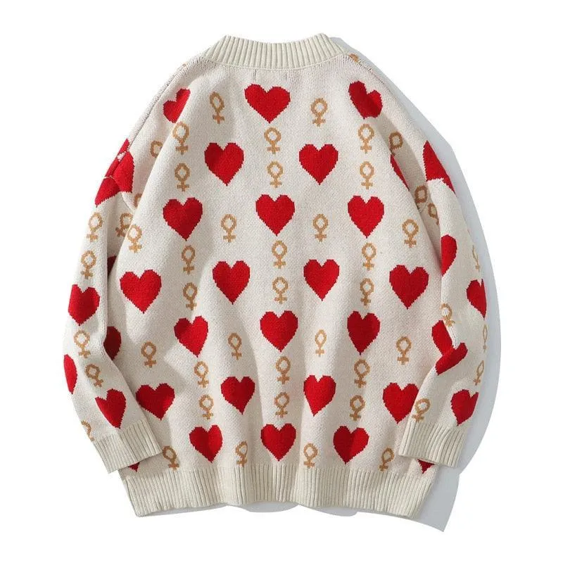 Couple Heart & Jack Knit Cardigan Sweater - Share Your Love for Blackjack in Style! ♠️❤️