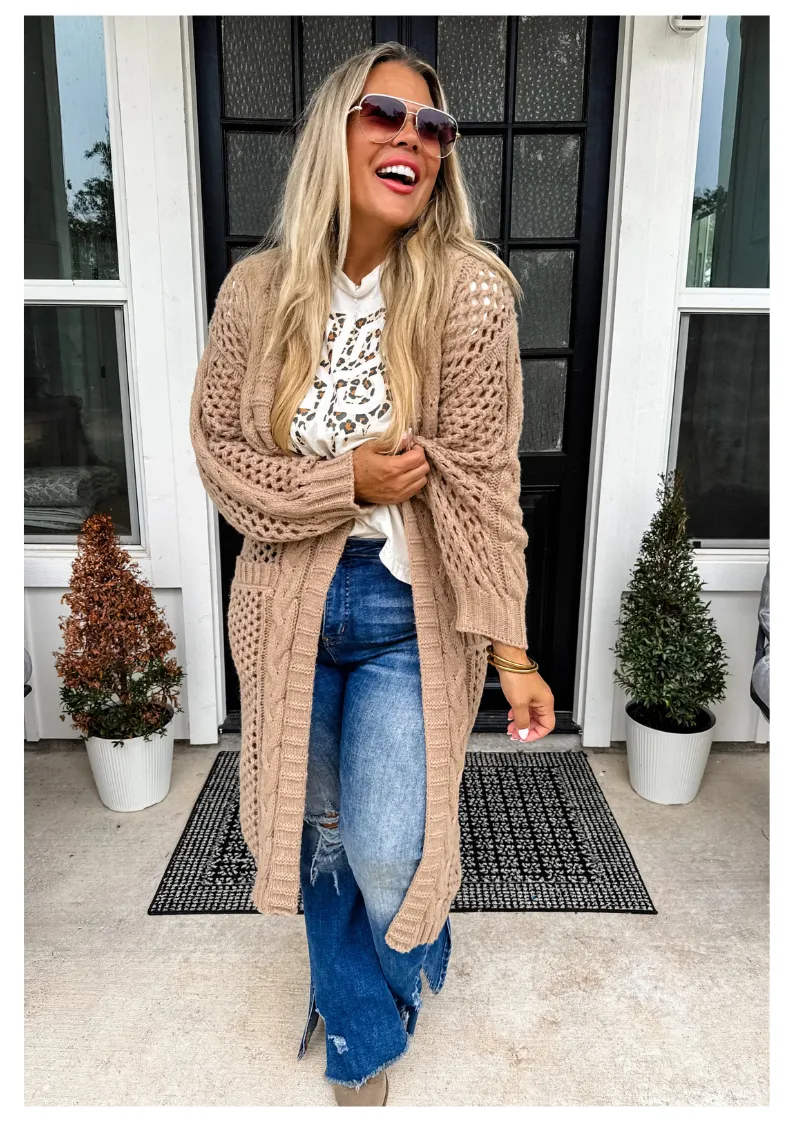 Cozy Crochet Cardigan in Mocha