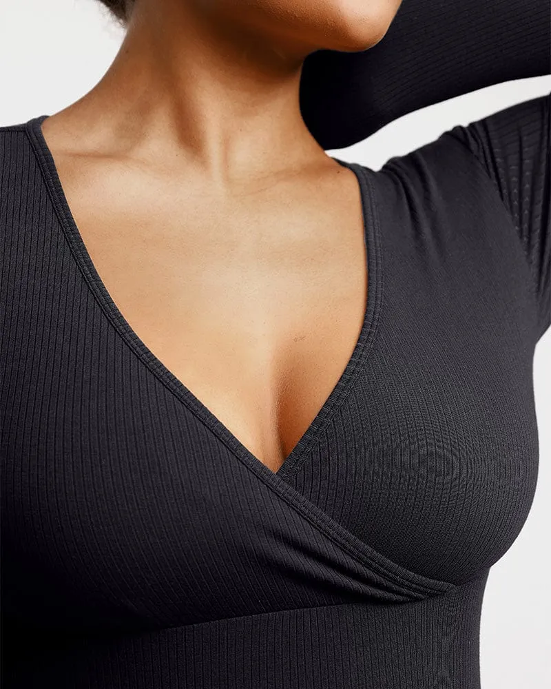 Cozy Ribbed Chic Cut-Out Bodysuit