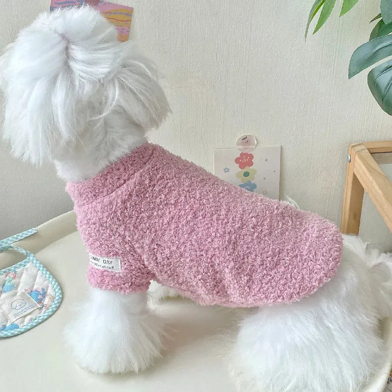 Cozy Winter Sweater for Small to Medium Dogs - Solid Color, Cotton